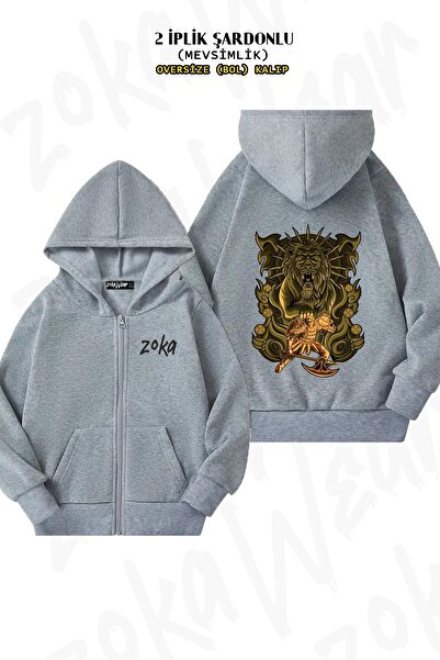 ZOKAWEAR Unisex escanor design με τύπωμα oversized Ζακέτα με κουκούλα με φερμουάρ με τύπωμα