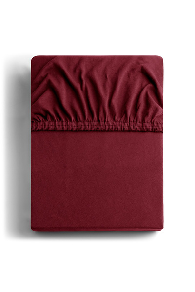 Deco King Fitted sheet with elastic, knitted, 100% cotton, 135 g/m2, Amber, 80-90 x 200 x 30 cm, garnet