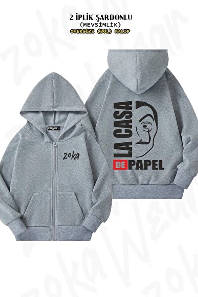 ZOKAWEAR سترة بقلنسوة للجنسين من La Casa De Papel Illustration مطبوع قصة فضفا...