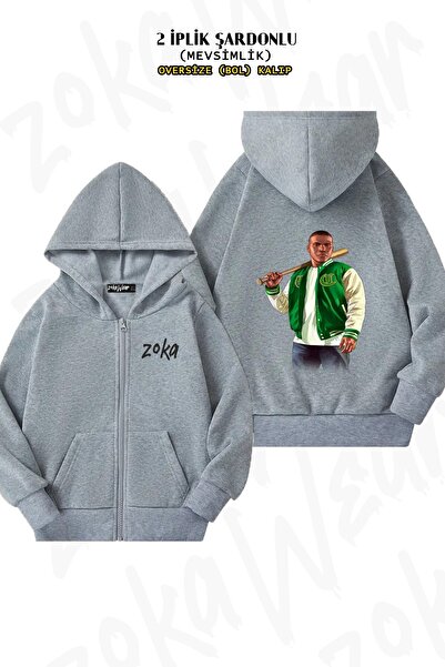 ZOKAWEAR Унісекс Franklin Clinton Gta 5 з принтом Oversize з принтом на спині, на блискавці, з капюшоном