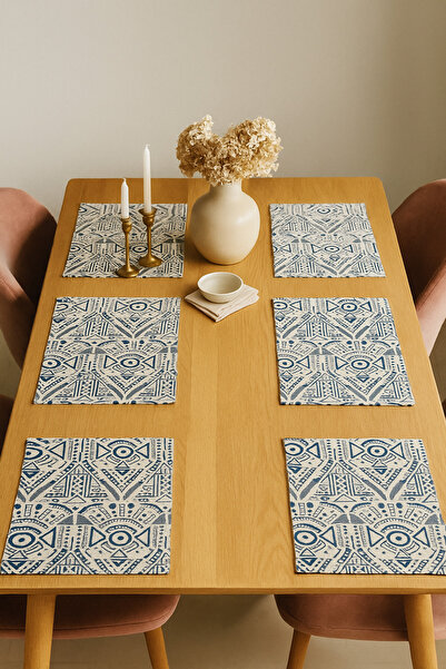 Jeevee طقم تقديم طعام أمريكي من 6 قطع من الكتان بتصميم بوهيمي عتيق وأنيق