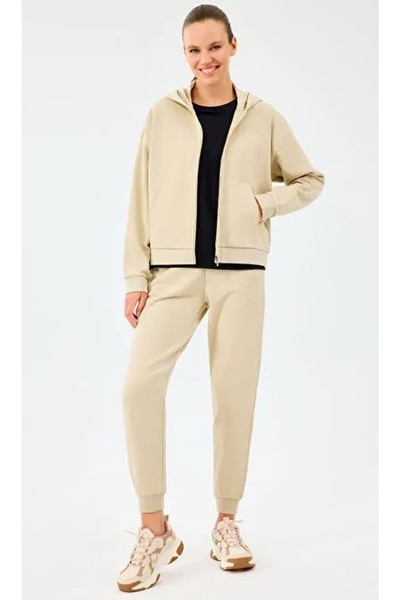 SKECHERS W Essential Full Zip Sweatshirt S2610016 Women's Hooded Zippered Sweatshirt Beige