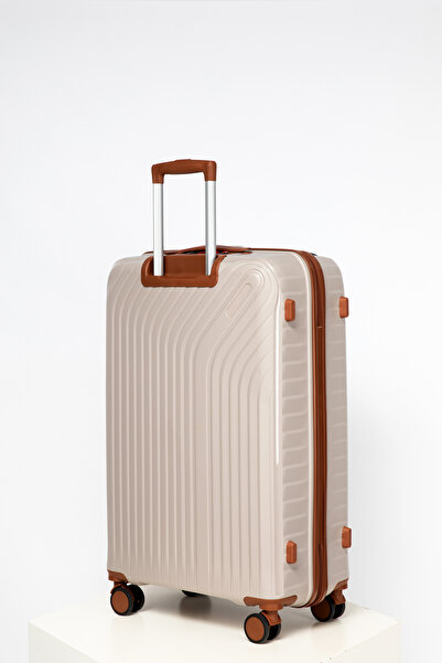 Flieger Luggage 3 Pcs PP Hardside Luggage Sets TSA Lock Spinner Wheel Suitcases, Oatmeal