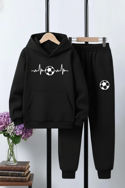 panios kids Σετ αθλητικής φόρμας για αγόρια 3 νήματα, χειμερινό ποδόσφαιρο, με θέμα τον παλμό, 6 τεμάχια B με τύπωμα