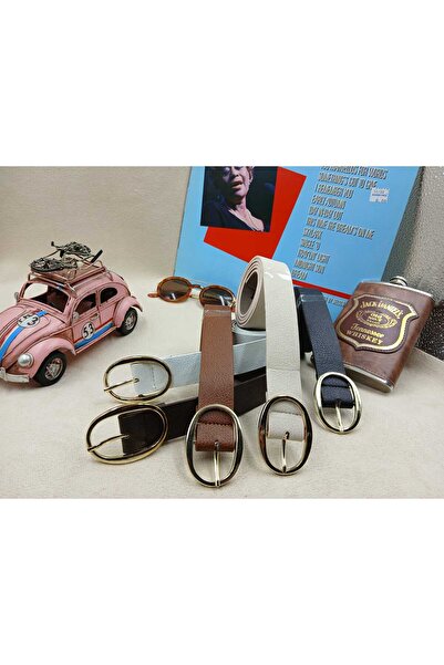 ARLIVA مجموعة من 5 أحزمة بيضاوية مطلية بالذهب مقاس 3 سم، حزام للبنطلون، حزام ...