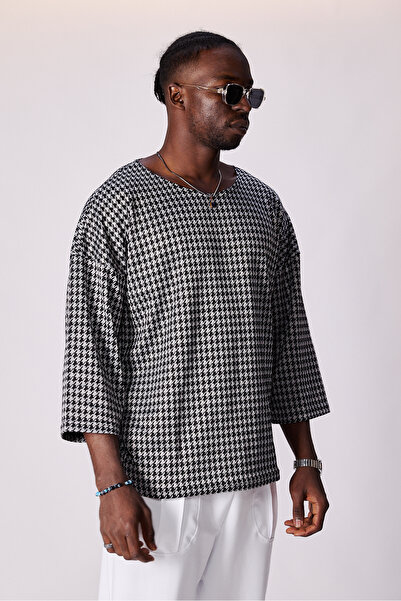 Superbluemexico Unisex Jacquard Patterned Fakir Sleeve T-Shirt