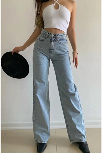 kleshus بنطلون جينز نسائي عالي الخصر من Çnr Miya، قماش قابل للتمدد جينز فضفاض...