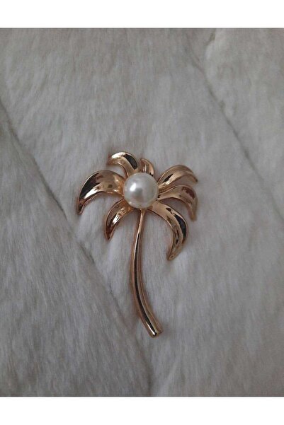 beyna aksesuar Gold Palm Tree Model with Pearls Hand Sewing Brooch Button 5 cm