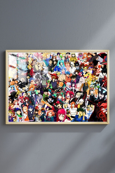 Anime Kolaj Çerçeveli Metal Poster Tablo
