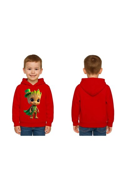 SEDİRLİ Unisex Groot cu imprimeu Copii Swae tricou cu glugă 3 fire cu borduri