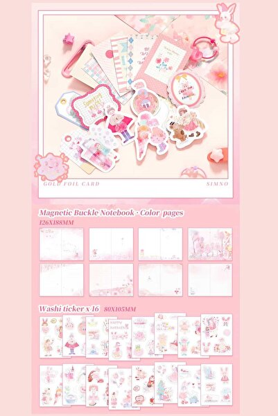 Buka Shops Pink Dream Series 149-Piece Premium Hobby Set - Magnetic Notebook with Gift Box, 7 Washi Tapes, 16