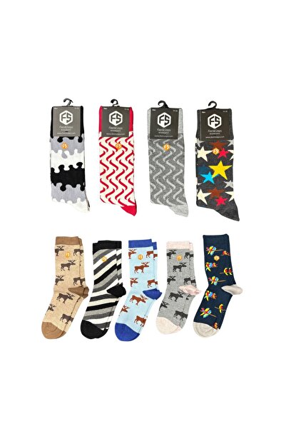 Bijutek Мъжки цветни памучни чорапи с шарки [Комплект чорапи за баща и син]