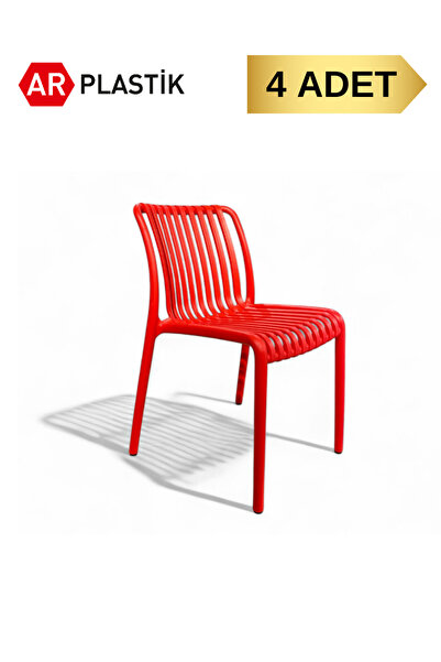AR PLASTİK Nero Sandalye 4 ADET, Bahçe Sandalyesi, Kafe Sandalyesi, Balkon Sa...