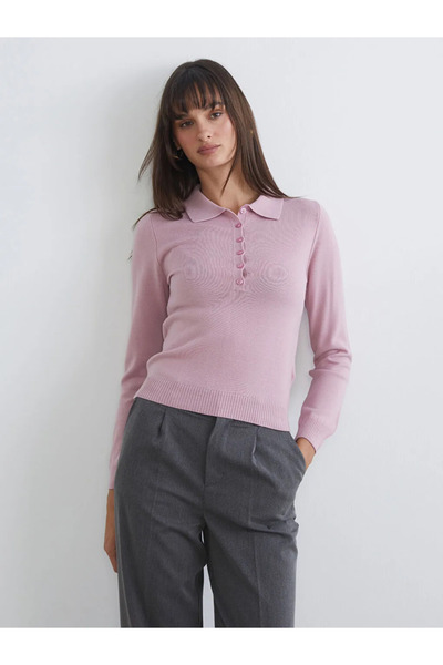 LC Waikiki LCW Vision Lila Polo Yaka Kadın Triko Kazak