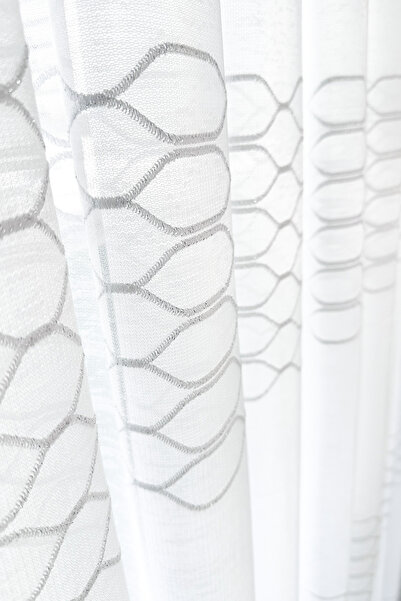 Brillant Tül Perde Gümüş Gri Keten Pamuk Yumuşak Zemin Orta Pileli Yeni Sezon