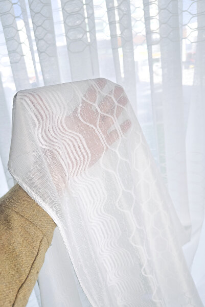 Brillant Tül Perde Beyaz Keten Pamuk Yumuşak Zemin Seyrek Pileli Yeni Sezon