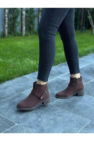 DİVA Καφέ Σουέτ Με αγκράφα Γυναικείες καθημερινές μπότες