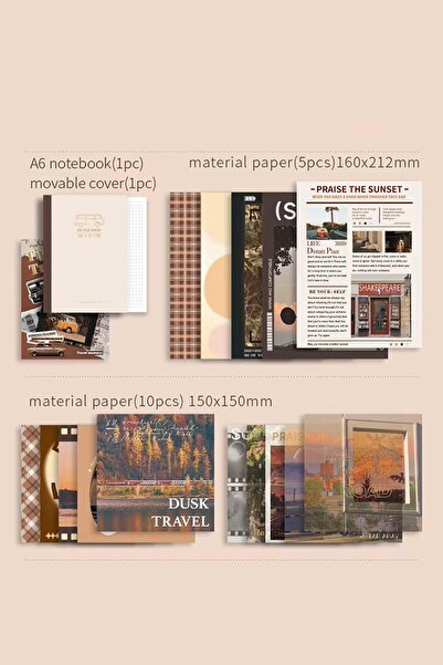 Buka Shops "Time Traveler" Serisi 116 Parça Scrapbook Seti - Kutulu Retro Defter, Sticker, Washi Bant ve Memo P