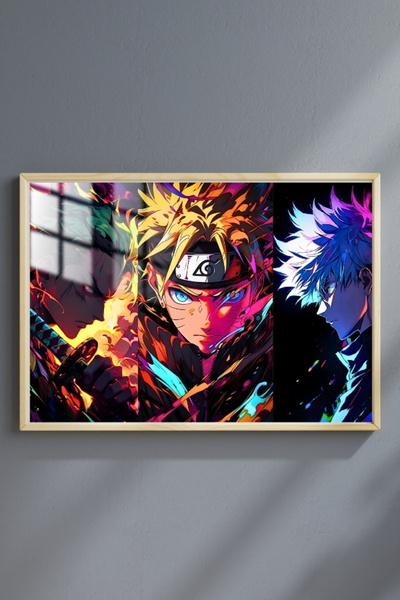 Üçlü Anime Çerçeveli Metal Poster Tablo