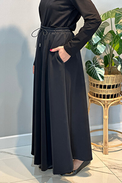 Lale Butik Cupra Flared Skirt 36469 Black