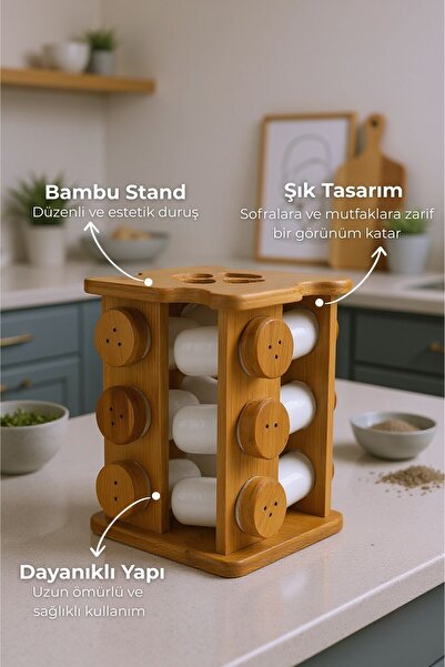 Bambum Festival Bamboo Stand 12-Piece Rotating Spice Rack