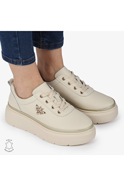ANGEL BLUE WOMEN'S CASUAL SHOES made of natural leather WITH BUTTERFLY DETAIL CRL1376 Beige