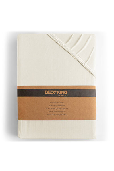 Deco King Fitted sheet, 100% cotton, 135 g/m2, Amber, 200-220 x 200 x 30 cm, ecru