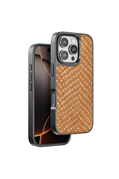 ceppark غطاء فينكو آيفون 16 برو فايبر - بني