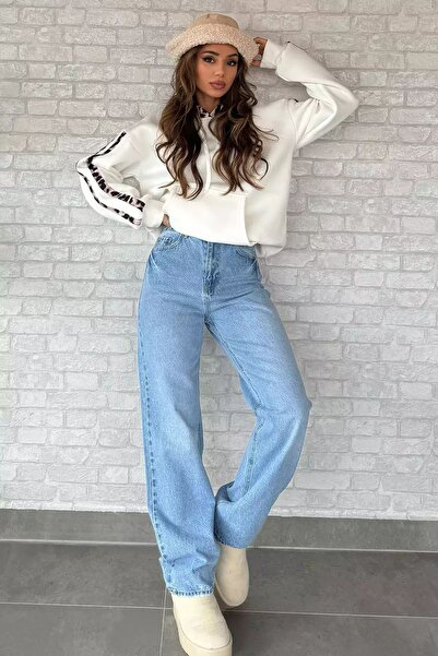 ELONİ Femei- talie înaltă Pantaloni din denim Palazzo- croi larg pe picior /High Waist