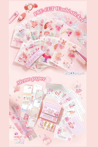 Buka Shops Pink Dream Series 149-Piece Premium Hobby Set - Magnetic Notebook with Gift Box, 7 Washi Tapes, 16