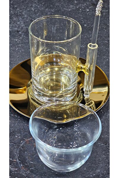 Turkish Store İstanbul Nuket Gold 18-Piece Tea and Coffee Set