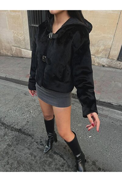 cemo Hooded Belt Buttoned Cashemere Jacket