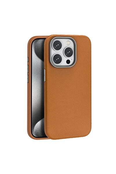 ceppark غطاء آيفون 16 برو من آرت جوكو - غطاء جلدي من ماج سيف - بني اللون