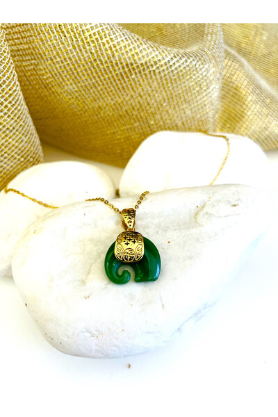 Casa D or Jewelry Fil Motifli Gerçek Doğal Taşlı Gold Renk 316L Çelik Bolluk ...
