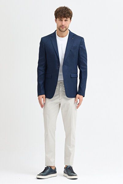 Frappoli Mellito Men's Navy Blue Polyviscon Fabric Slim Fit Sports Blazer Jacket