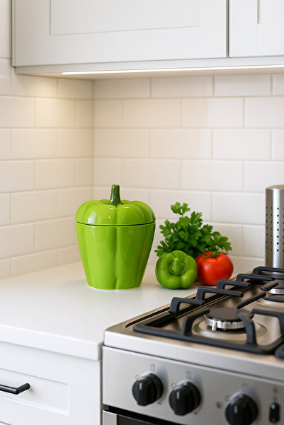 PEKPLUS Green Large Size Stuffed Pepper Shaped Storage Container Spice Rack, Kura Piped K,