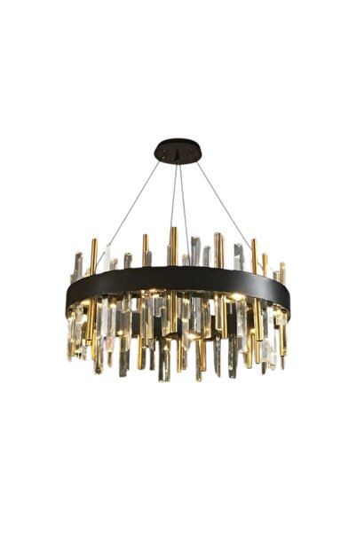 Cristalin Aydınlatma Modern Çubuk Cam Detaylı Avize 60 cm