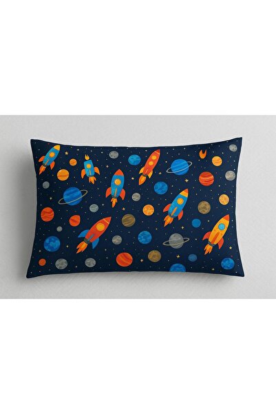 Taç Cute Space Rocket Patterned 100% Cotton Fabric 1 Piece Pillowcase 50X70 cm