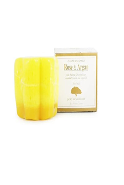 Aroma Essence Peeling Soap Sponge Rose & Argan with Natural Glycerin Soap,Essential Roseoil & Argan oil, 70 gm