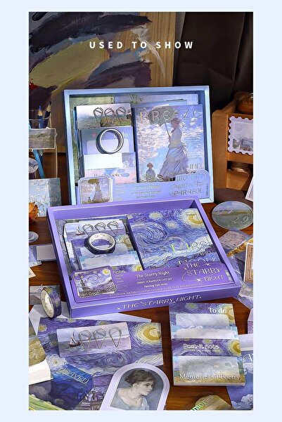 Buka Shops "Quiet Time" Serisi 116 Parça Empresyonist Sanat Seti - Hediye Kutulu Monet Temalı Defter, Sticker,