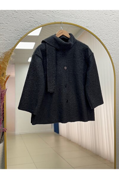 BENAHOLL Μακρύ μπουφάν Eada με σάλι-BN4542 Μαύρο