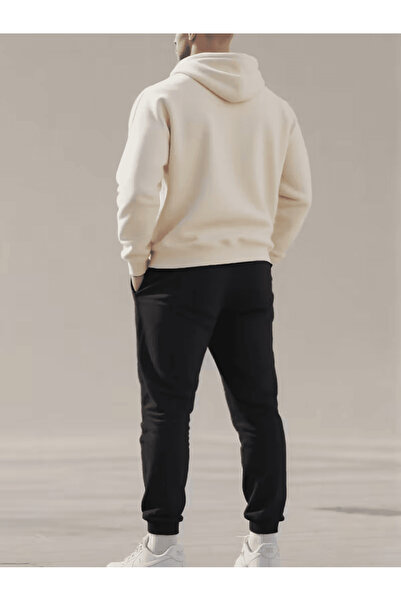 ORVIO Group Men's Zipper Detailed Teddy Bear Printed Tracksuit Set