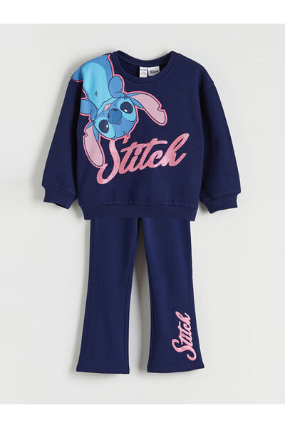 LC Waikiki Crew Neck Stitch Printed Girls' Sweatshirt and Leggings