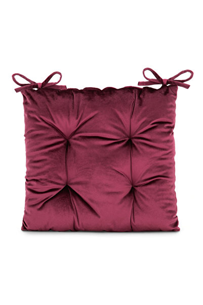 Amelia Home Perna matlasata pentru scaun din catifea cu snururi, 210 g/m2, Aleksa, 40x40 cm, rosu carmin
