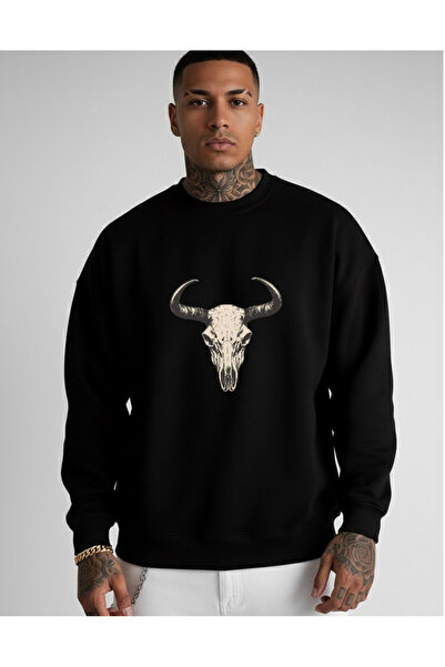 LORVEX Swea tricou Oversize Unisex cu decolteu tip crewneck și imprimeu cu co...