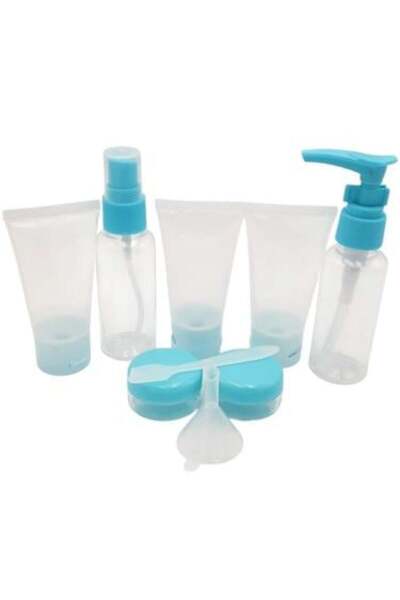 Lafmi Beauty Travel Empty Containers Set - 8 Pieces | Light Blue