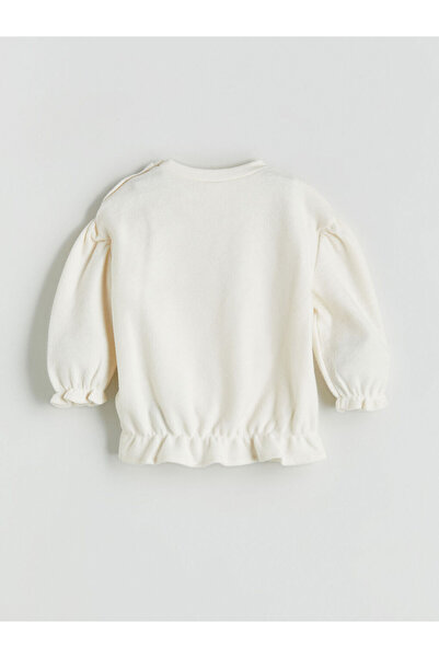 LC Waikiki Ecru Bow Detailed Baby Girl Sweatshirt and Leggings