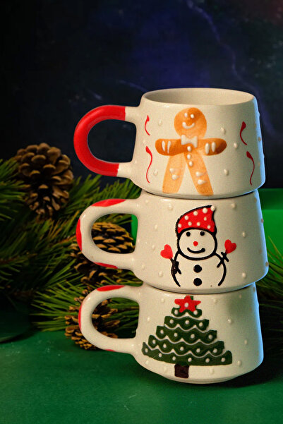 touchmughm New Year's 6-Piece Set Special Embossed Hand-Painted Ceramic Plate and Mug Set, Double, Coffee Cup, Mug