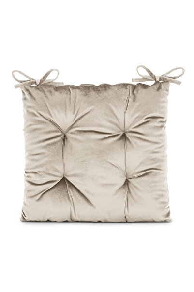 Amelia Home Velvet quilted chair cushion with cords, 210 g/m2, Aleksa, 40x40 cm, cream