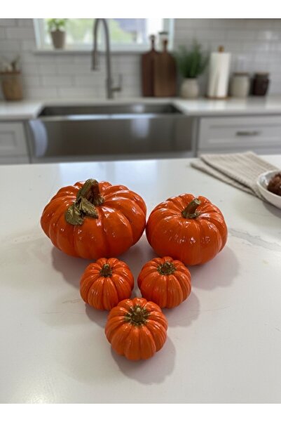 ZENNORA HOME Balkabağı Turuncu 5'Lİ Dekorasyon Seti, Obje, Biblo, Ev Dekorasyon, Süs, Tasarım